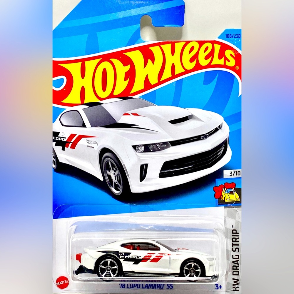 ✅ 🚗 4/$20 🚗 MATTEL HOT WHEELS 3/10 HW DRAG STRIP ‘18 COPO CAMARO SS #106/250